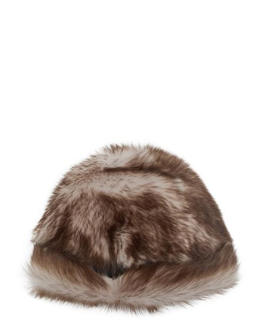 Nour Hammour Brown Louve Shearling Hat