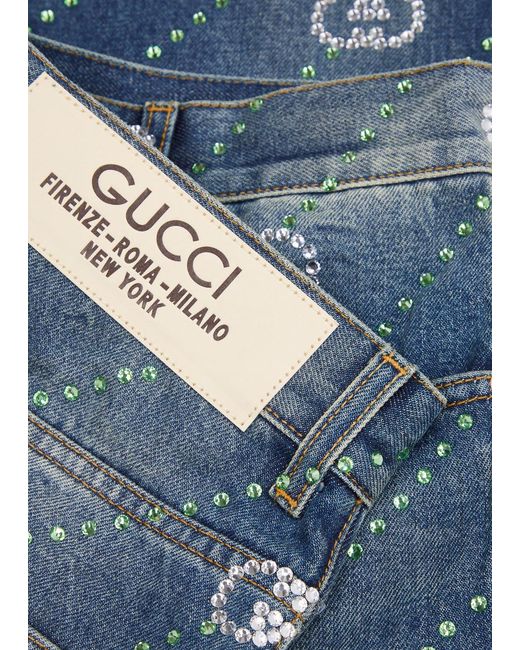 Gucci Blue gg-embellished Straight-leg Jeans for men