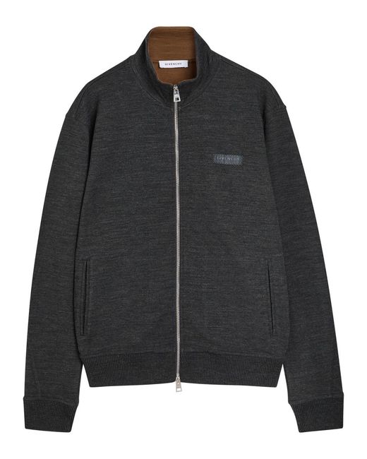 Givenchy Black Logo-Appliquéd Wool-Blend Track Sweatshirt for men