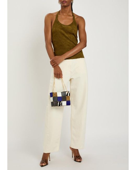 Stouls Green Cherry Halterneck Stretch-Suede Top