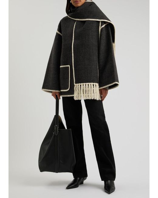 Totême Black Attached Scarf Wool Jacket