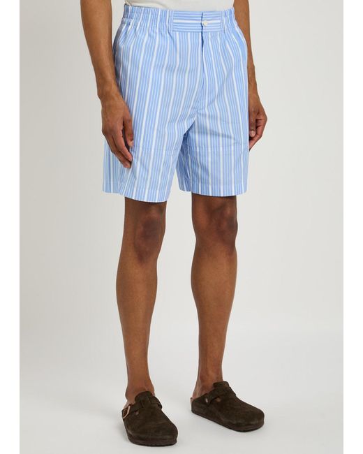 Jacquemus Blue Le Short Aloe Striped Cotton Shorts for men