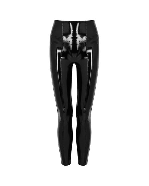 Spanx Black Patent Faux-Leather Leggings