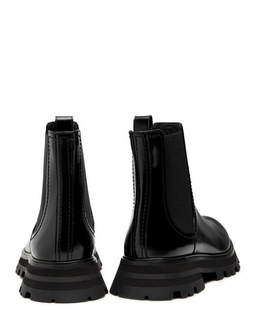 Alexander McQueen Black Glossed Leather Chelsea Boots