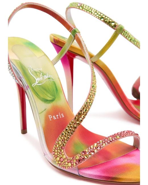 Christian Louboutin Pink Rosa Z 100 Embellished Crepe-Satin Sandals