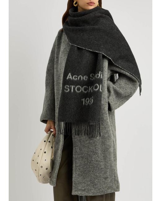 Acne Black Venus 1996 Logo-Intarsia Wool Scarf