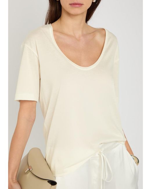 Totême Natural Scoop-Neck Cotton And Silk-Blend T-Shirt