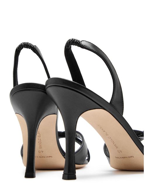 Manolo Blahnik Metallic Callasli 90 Leather Slingback Sandals