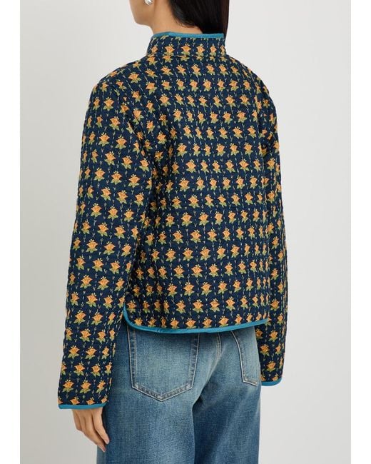 Polo Ralph Lauren Green Quilted Floral-Print Cotton Jacket