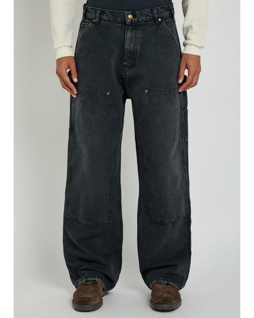 CHERRY LA Blue Panelled Wide-Leg Jeans for men