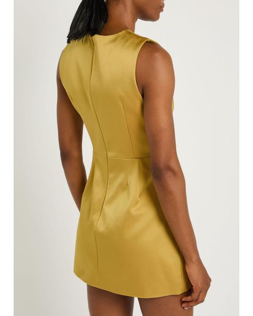 Staud Yellow Garden Satin Mini Dress