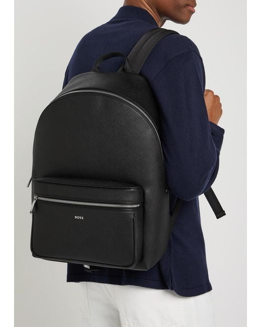 Boss Black Northon Logo Saffiano Leather Backpack for men
