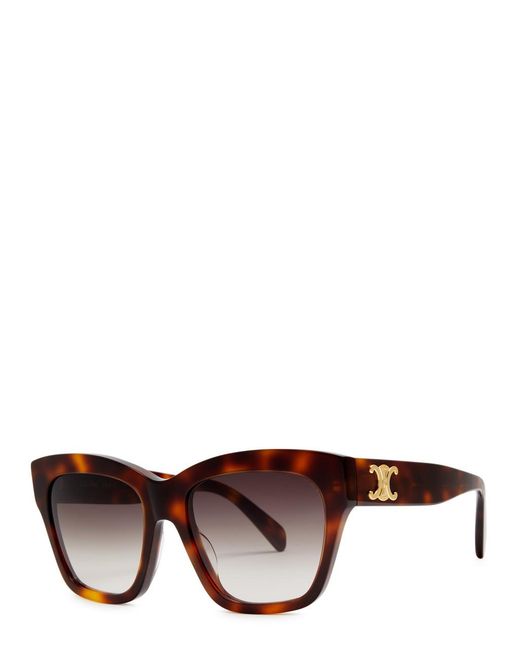 Céline Brown Oversized Square-frame Sunglasses Graduated Lenses, Designer Plaque At Temples, 100% Uv Protection