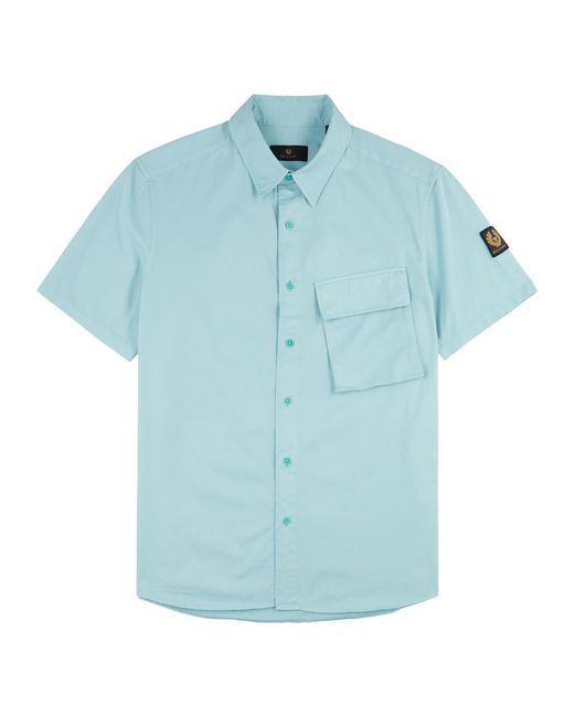 Belstaff Blue Scale Logo Twill Shirt for men