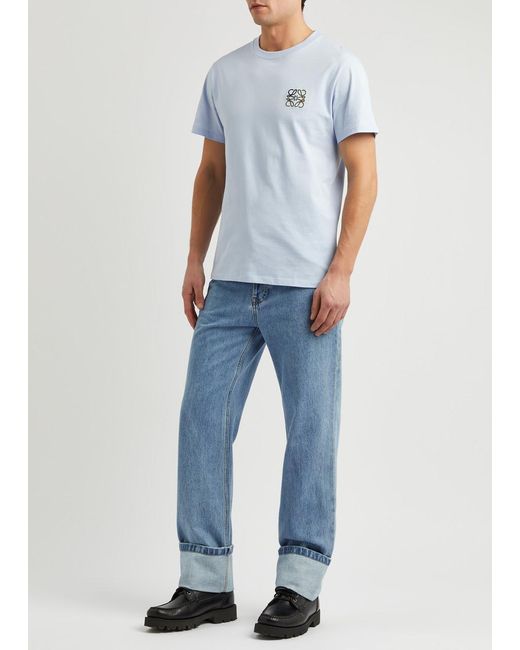 Loewe Blue Anagram-Embroidered Cotton T-Shirt for men