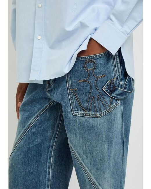 J.W. Anderson Blue Twisted Workwear Straight-Leg Jeans for men