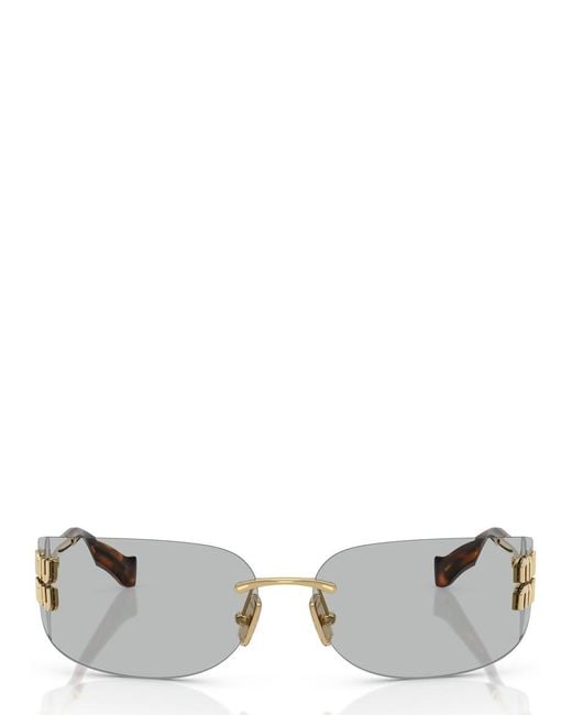 Miu Miu Metallic Aube Wrap-Around Sunglasses