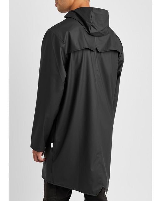 Rains Black Long Matte Rubberised Raincoat for men