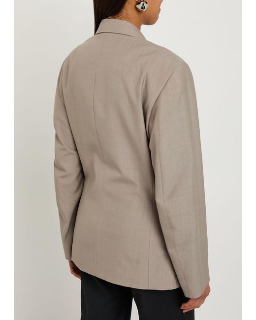 Lemaire Natural Double-Breasted Woven Blazer