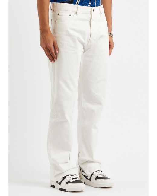 Off-White c/o Virgil Abloh White Off- Logo-embroidered Straight-leg Jeans for men
