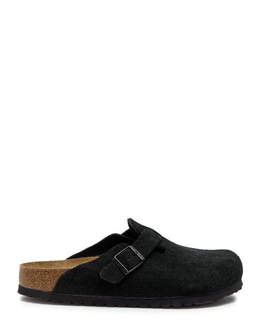 Birkenstock Black Boston Brushed Suede Clogs for men
