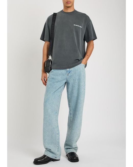 MKI Miyuki-Zoku Blue Twisted Weave Textured Wide-Leg Jeans for men