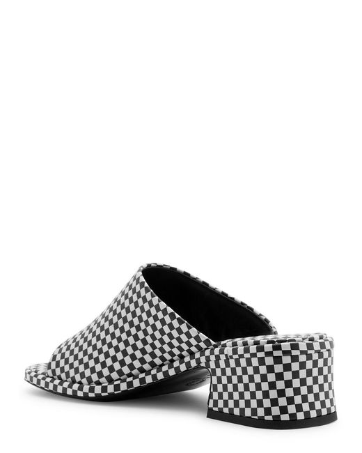Dries Van Noten White 45 Checked Leather Mules
