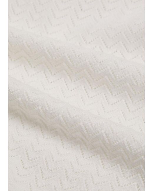 Alice + Olivia White Lanie Pointelle Knit Top