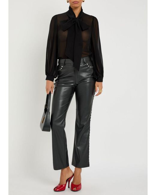 Alice + Olivia Black Brentley Semi-Sheer Chiffon Blouse