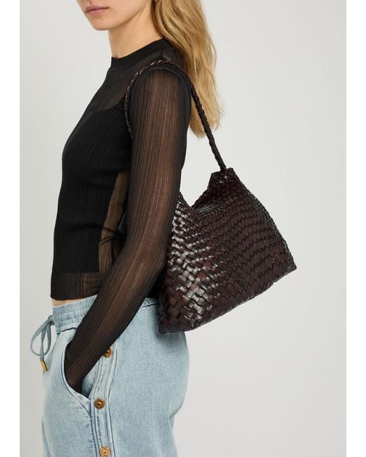 Dragon Diffusion Black Santa Maria Woven Leather Shoulder Bag