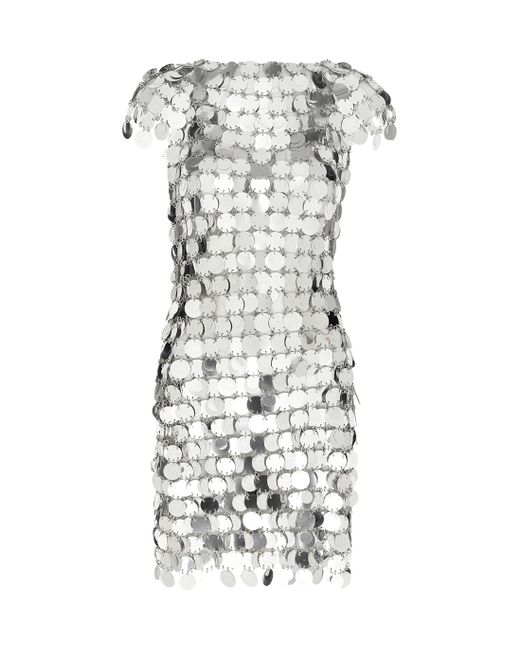 Paco Rabanne Paillette Chainmail Mini Dress in White | Lyst