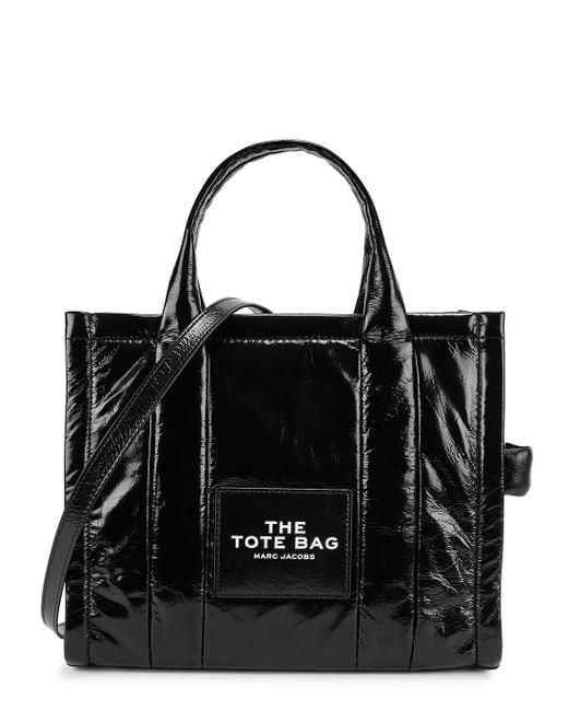 Marc Jacobs The Shiny Crinkle Leather Tote in Black | Lyst