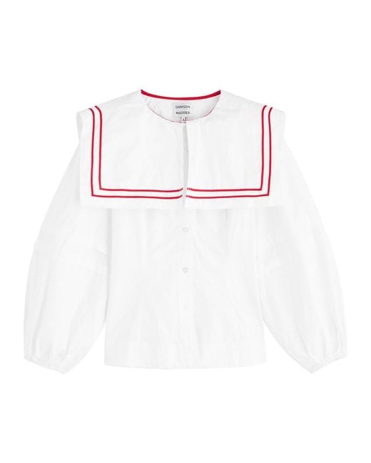 Damson Madder White Elise Cotton-Poplin Blouse