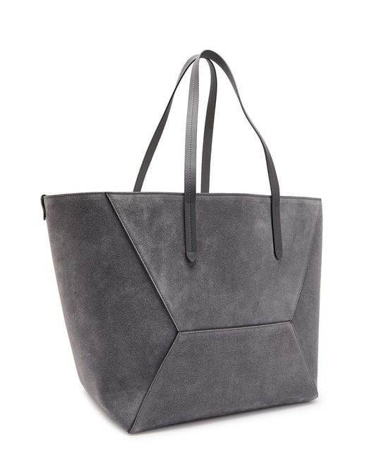 Brunello Cucinelli Gray Bead Medium Suede Tote