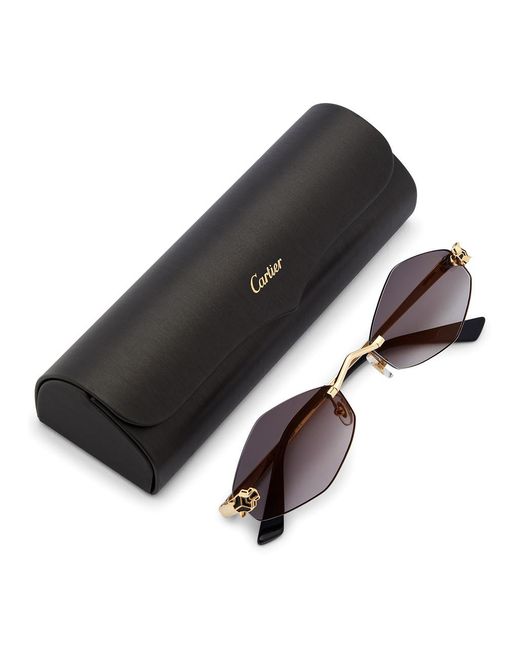 Cartier Metallic Rimless Oval-frame Sunglasses