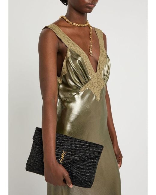 Saint Laurent Black Envelope Suede Pouch