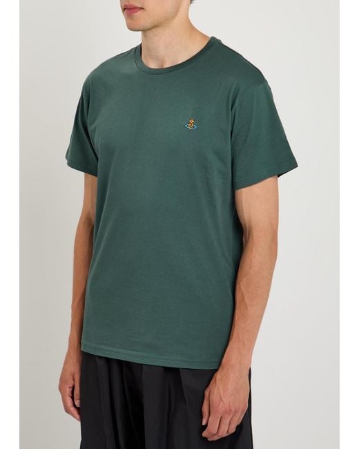 Vivienne Westwood Green Classic Logo-Embroidered Cotton T-Shirt for men