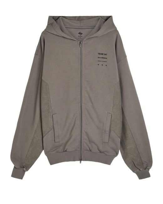 Represent Gray 247 Uprising Hooded Cotton Sweatshirt for men
