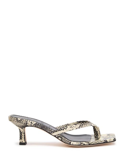 Aeyde Metallic Wilma Snake-Print Leather Sandals