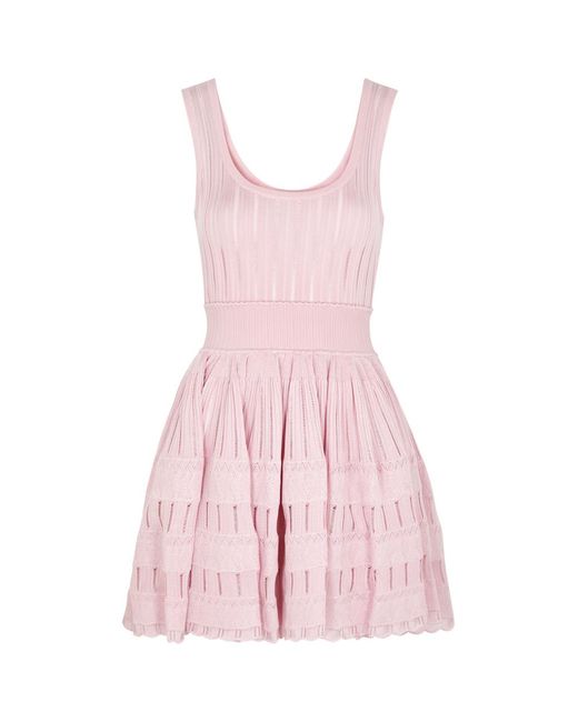 Alaïa Pink Alaïa Fluid Knitted Mini Dress