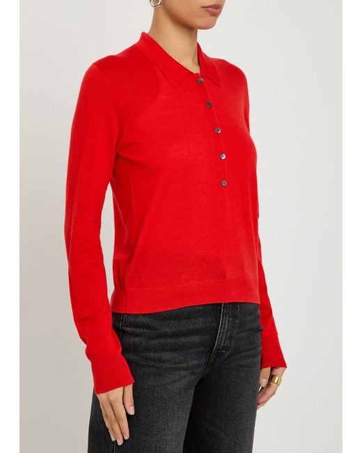 RÙADH Red The Dea Wool Polo Top
