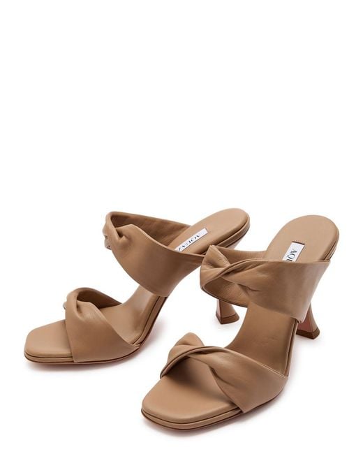 Aquazzura Natural Twist 95 Almond Leather Sandals, Sandals Size 3