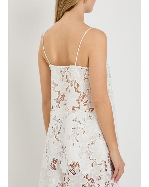 SOLAQUA White Camilla Mini Embroidered Guipure-Lace Top
