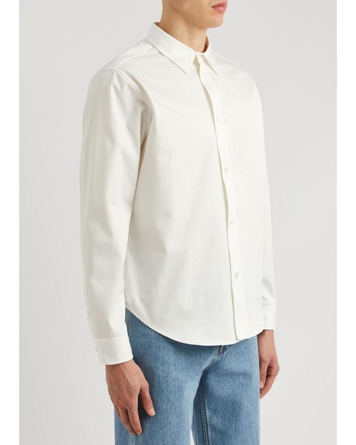 Loewe White Striped Logo Cotton-poplin Shirt for men