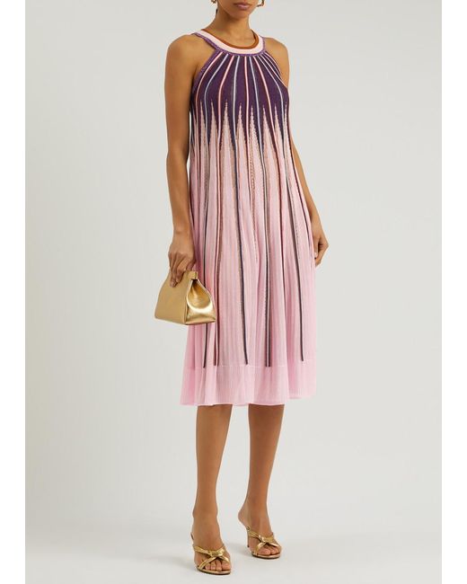 Forte Forte Purple Heartbeat Stripe-Intarsia Knitted Dress