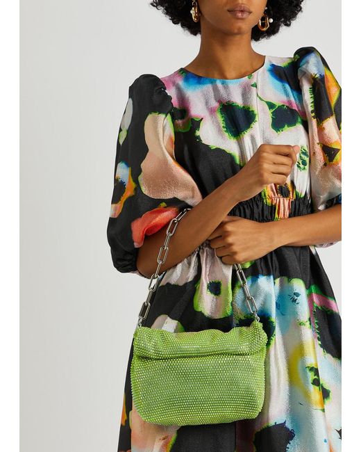 Stine Goya Green ziggy Mini Embellished Satin Top Handle Bag