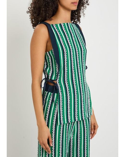 Jonathan Simkhai Green Melville Striped Knit Top