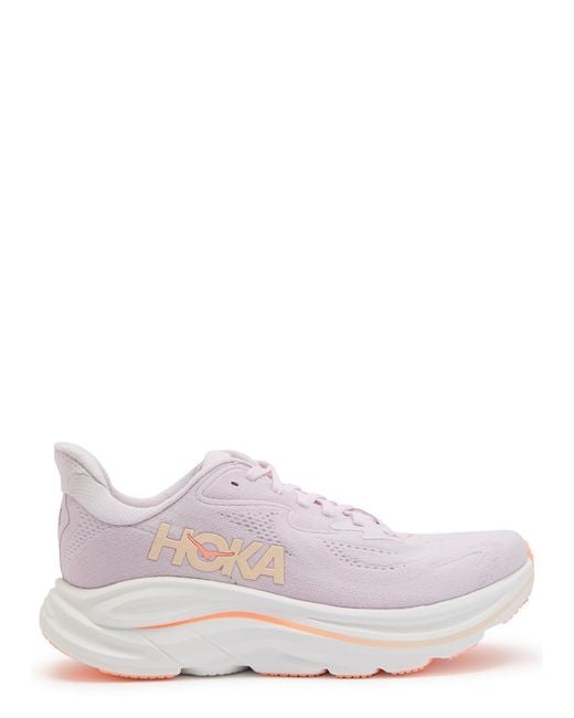 Hoka One One Purple Clifton 10 Mesh-Knit Sneakers