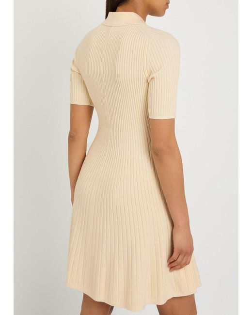 PAIGE Natural Olie Ribbed Knit Mini Polo Dress