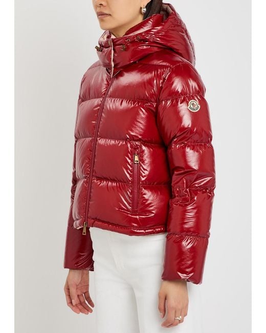 Moncler Red Niveole Padded Hooded Nylon Jacket